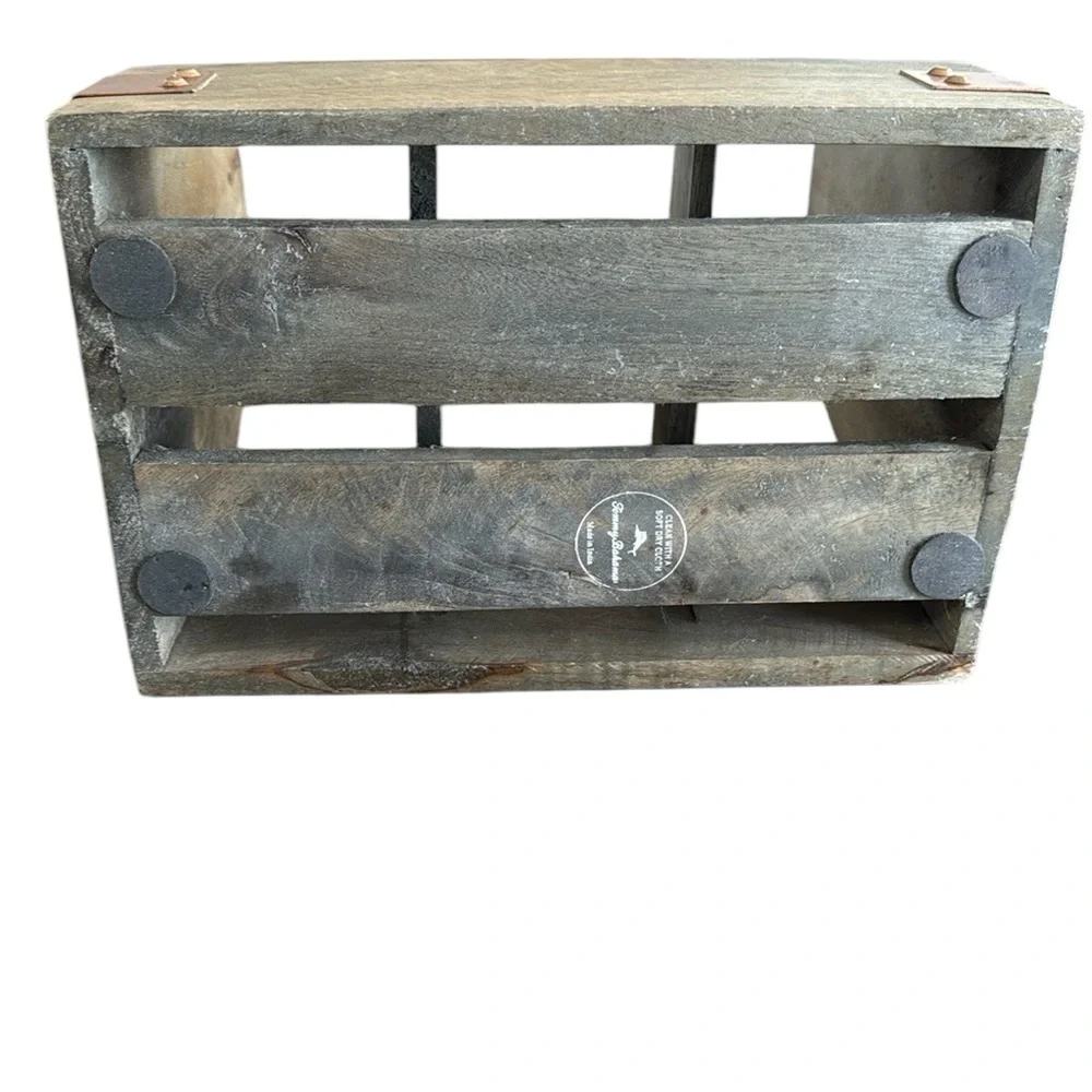 Tommy Bahama Drink Caddy Beer Bottle Crate Barn Distressed Wood Brass Opener